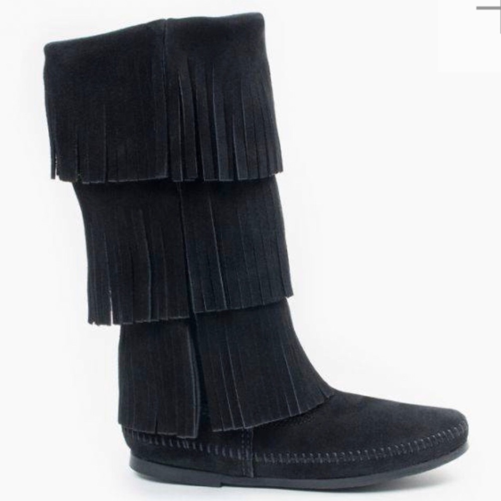Minnetonka - Black fringe boho boot